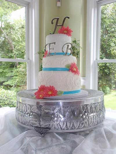 Pink Daisy Wedding - Cake by Dayna Robidoux