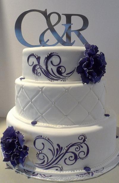 purple and silver themed engagement cake - Cake by Enza - Sweet-E