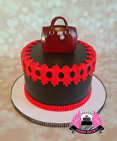 Red & Black with Purse Topper - Cake by Cakes ROCK!!!  