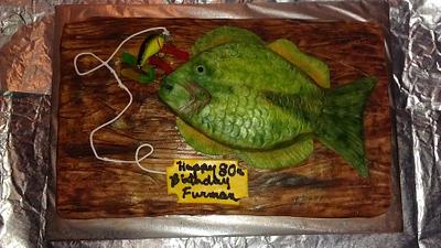 Fish on a Plank of Wood - Cake by TERRY PATTERSON