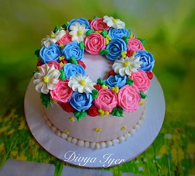 Buttercream floral cake  - Cake by Divya iyer