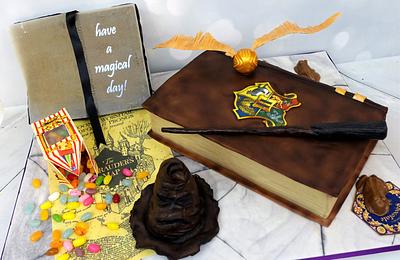 Harry Potter Cake With Light-Up Wand and Edible props - Cake by Angie Scott Cakes