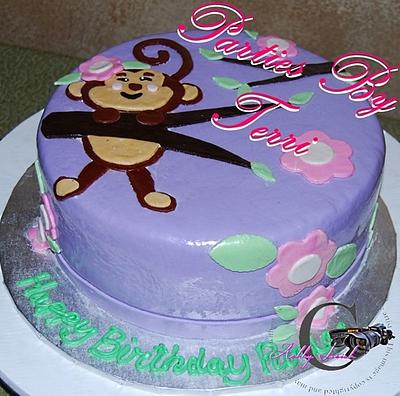 Girley Monkey 1st Birthday Cake - Cake by Parties by Terri