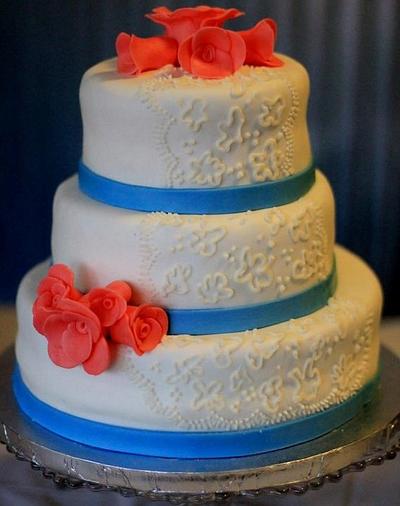 Coral Roses - Cake by Sweet T's Cakes