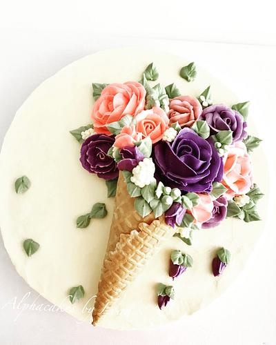 Flower Cone - Cake by AlphacakesbyLoan 