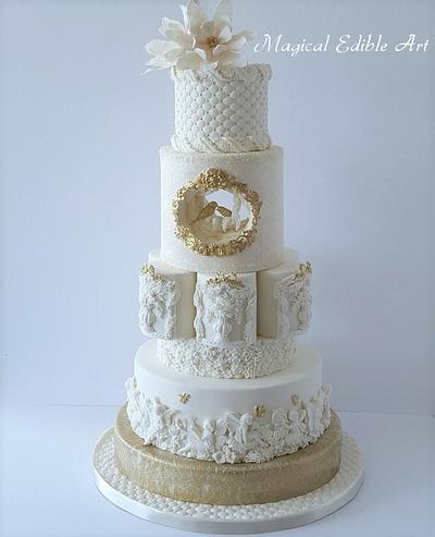 white and gold wedding cake - Cake by Zohreh