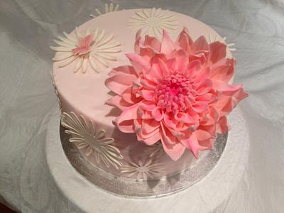 Dahlia celebration cake - Cake by Jacqui at Picket Fence Cakes