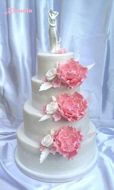 wedding cake with peonies - Cake by CakesByKlaudia