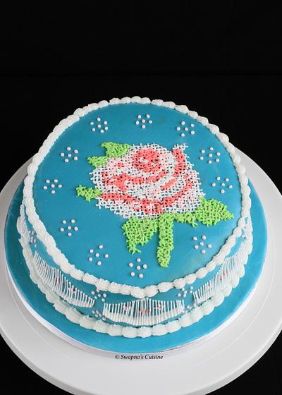 A Royal Icing Cross Stitch Cake  - Cake by Swapna Mickey