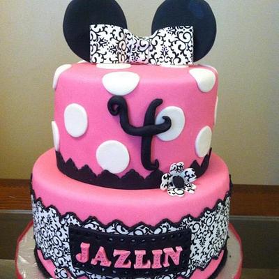 Damask Minnie Mouse Birthday Cake - Cake by GinaS