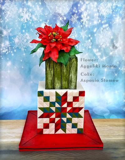 Christmas Poinsettia Motif  - Cake by Aspasia Stamou