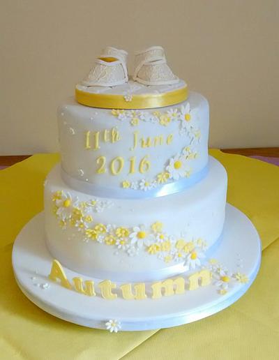 Christening cake with cake lace shoes - Cake by Catherine