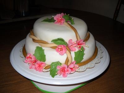 Red Velvet with Pink Flowers - Cake by Teresa F.