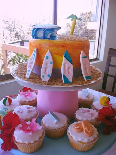 Beach cake and Cupcakes  - Cake by The Whisk by Karla 
