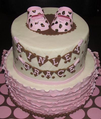 Pink and Brown Baby Shower Cake - Cake by Jaybugs_Sweet_Shop