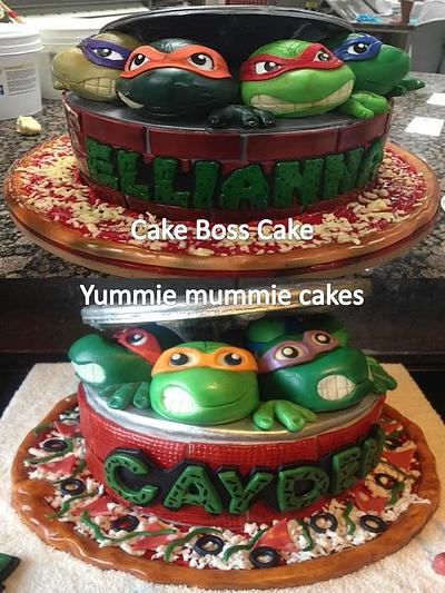 Ninja Turtle's in trash can - Cake by Lana