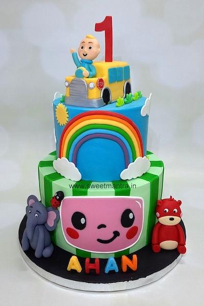 Cocomelon 2 tier 1st birthday cake - Cake by Sweet Mantra Customized cake studio Pune