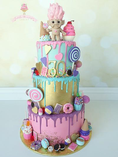 Colorful Chocolate Drip Candy and Sweets themed birthday cake - Cake by LittleHunnysCakery