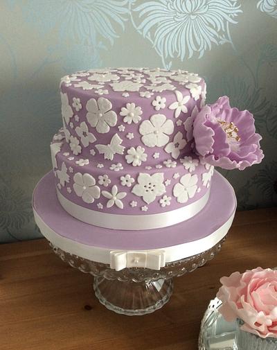 Purple Appliqué Cake - Cake by Gingers Cupcakes