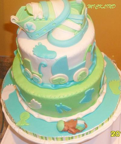 A baby stroller themed baby shower - Cake by Linda