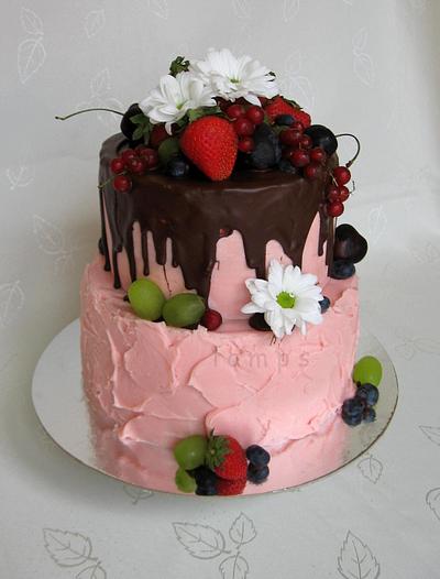 chocolate and fruit - Cake by lamps
