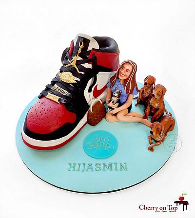 Nike Shoe Cake 👟🐕🐕🐕🐈👜👩‍🦰 - Cake by Cherry on Top Cakes