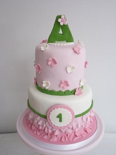 Pink and Green Petal ruffle cake - Cake by Melissa Woodland Cakes