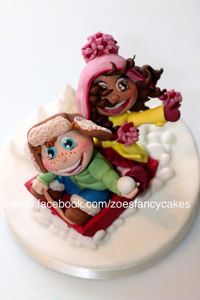 Children sledging  - Cake by Zoe's Fancy Cakes