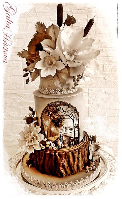 Autumn in black and white colors - Cake by Galya's Art 