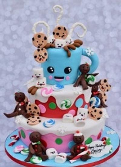 Holiday Kawaii Hot Chocolate with cookies and marshmallows - Cake by Jean A. Schapowal