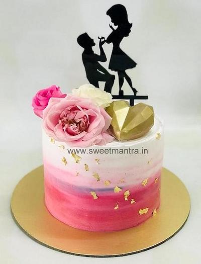 Engagement Cream cake - Cake by Sweet Mantra Homemade Customized Cakes Pune