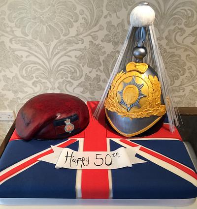 Household Cavalry Lifeguard State Helmet and Beret - Cake by Nina Stokes
