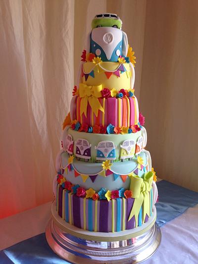Half & Half bright Wedding cake - Cake by Suzi Saunders
