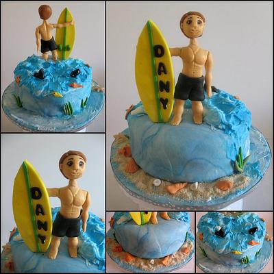 A Surfer and Surfboard Cake  - Cake by Veenas Art of Cakes 