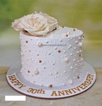 30th Anniversary cake with pearls - Cake by Sweet Mantra Homemade Customized Cakes Pune