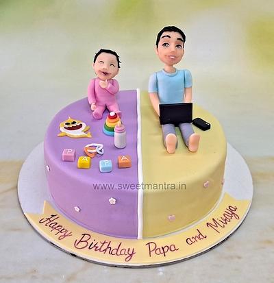 Dad and Daughter combined birthday cake - Cake by Sweet Mantra Homemade Customized Cakes Pune