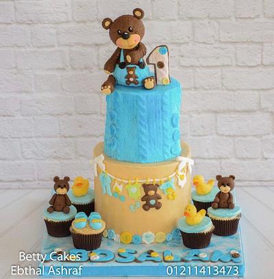 Teddy bear 1st birthday Cake  - Cake by BettyCakesEbthal 