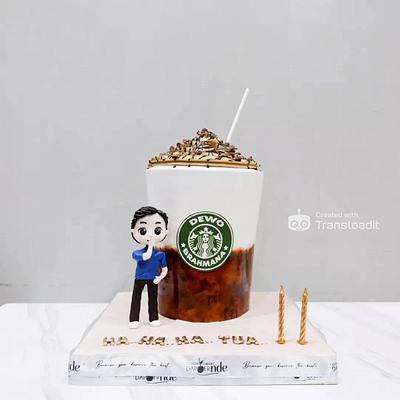 Fondant Starbucks Cup Birthday Cake with Figurine - Cake by Dapoer Nde