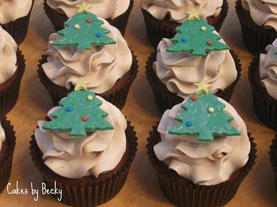 Gingerbread Cupcakes with Christmas Tree Toppers - Cake by Becky Pendergraft