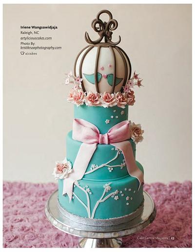 pink & teal wedding cake - Cake by iriene wang