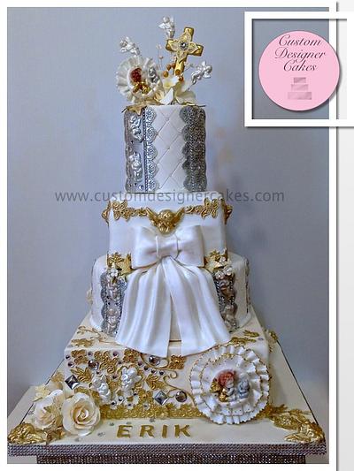 GOLD AND SILVER CHRISTENING CAKE - Cake by Anna