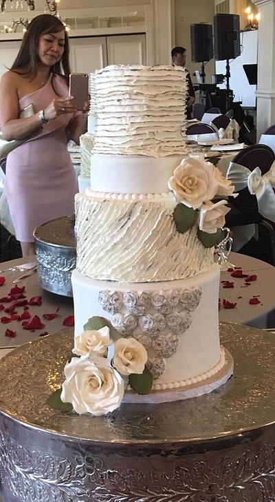 Romantic ruffle cake in Ivory and Silver - Cake by Ann