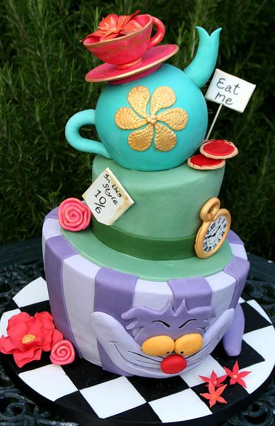 Alice in Wonderland Topsy Turvy Cake - Cake by Sada Ray