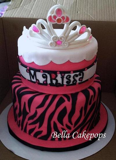 Hot Pink Zebra with tiara - Cake by Melissa Stewart