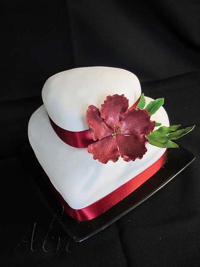 Heart with claret fantasy flower - Cake by akve