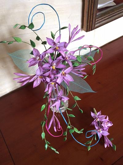 Spathoglottis orchid arrangement. - Cake by ritaknowles