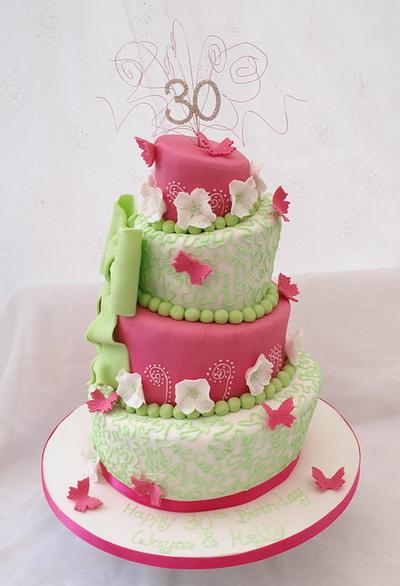 Raspberry & Mint topsy turvy - Cake by Cakes By Heather Jane