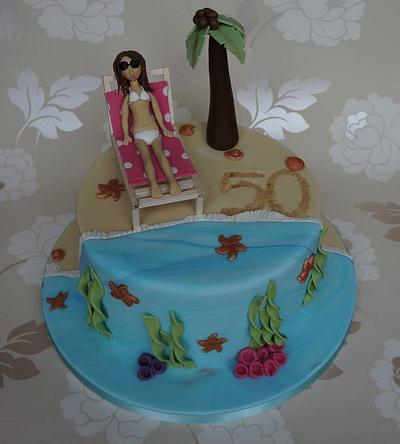 Beach themed cake for a 50th birthday <3 - Cake by Let's Eat Cake