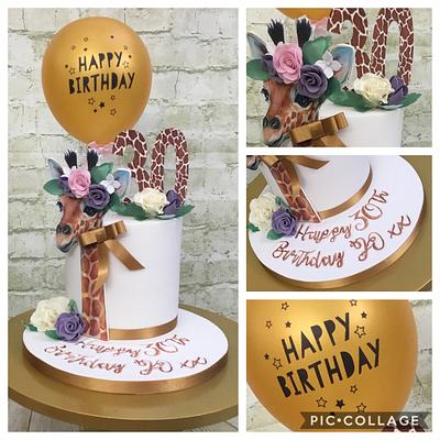 30th Giraffe 🦒 Themed Balloon Cake - Cake by Sweet Lakes Cakes