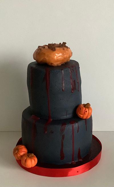 Black cake with donut - Cake by Anka